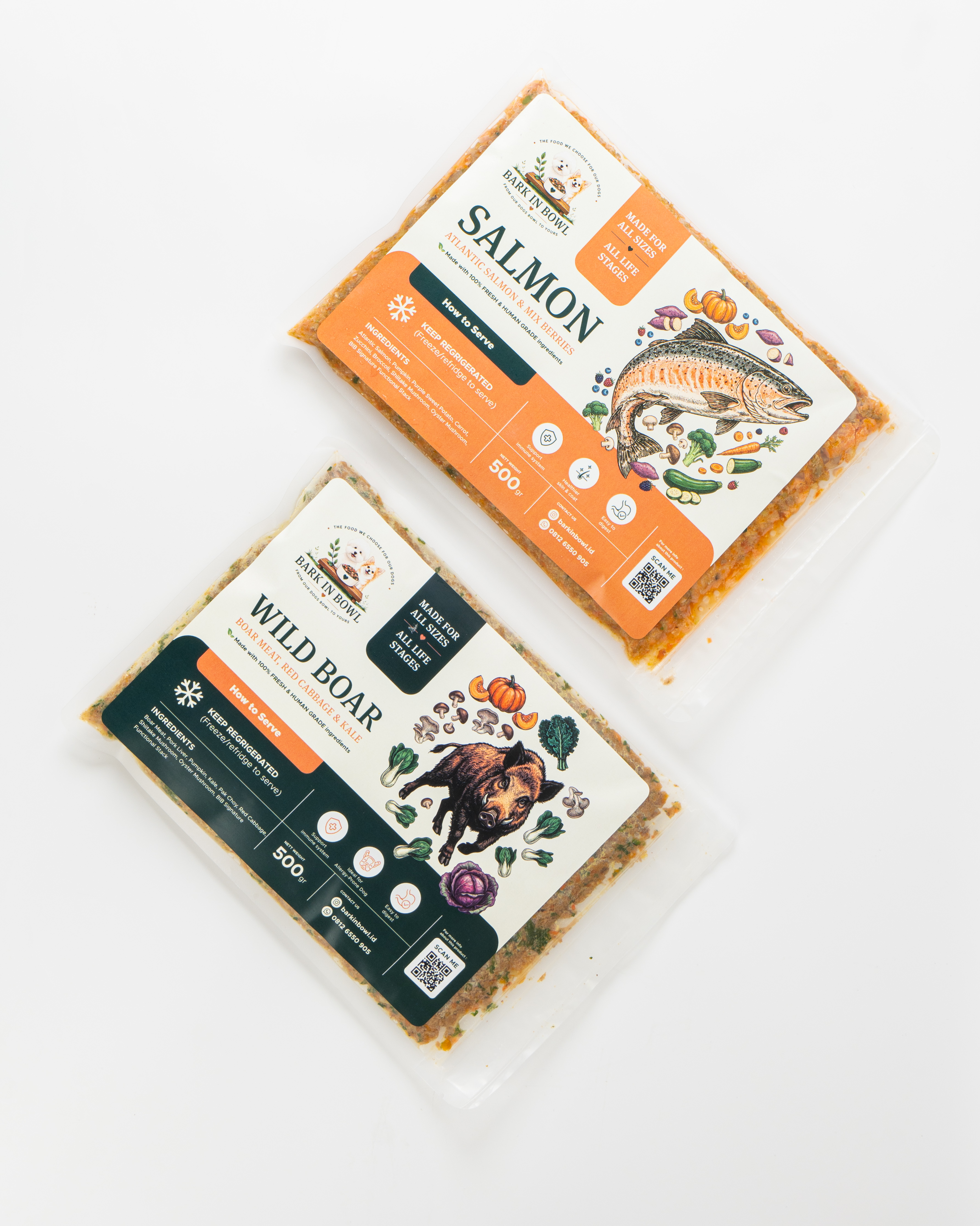 Bark in Bowl Salmon and Wild Boar 500g packs